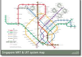 Singapore MRT & LRT train / rail map